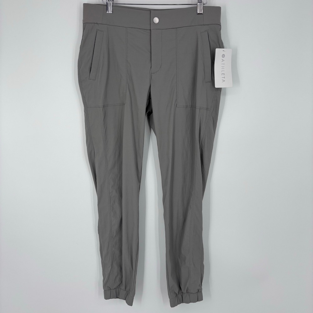 Athleta Trekkie Jogger 2.0 Gray Stretch Ripstop Hiking Pants Womens 8 UPF 50